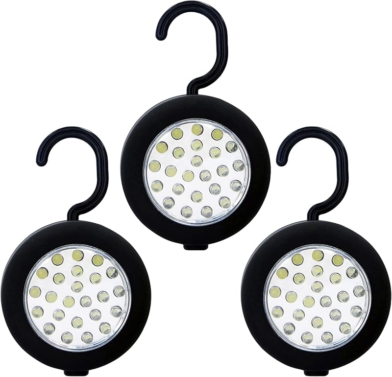 DSYJ 24 LED Round Magnetic Work Light Torch Hook Set 3 Pack AAA Batteries Not