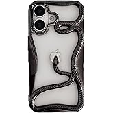 FLIRACON Cute Cool Hollow Solid Color 3D Snake Heat Dissipation Soft Phone Case Compatible with iPhone Case(P-Black,for iPhone 11)