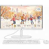HP 22" All-in-One Desktop Computer, 8GB DDR5 RAM, 128GB UFS Storage,13th Gen Intel Quad-Core CPU, FHD VA Display, WiFi 6, Bluetooth 5.3, RJ45, USB-C (10Gbps), UHD Graphics, 720p Cam, Cashmere White