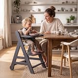 hauck Beta+ Dark Grey Wooden High Chair 6m-90kg with Wheels & Tray view 2