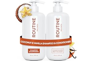 Routine Wellness Shampoo & Conditioner Set - Strengthens Dry Damaged Hair - Promotes Full, Voluminous, Healthy Hair - Coconut