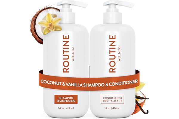 Routine Wellness Anti-Thinning Shampoo and Conditioner Set for Thinning Hair - Biotin, Peptides for Women & Men - Color Safe