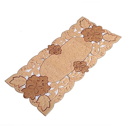 Kuber Industries Embroidered Cotton Table Runner - Cream