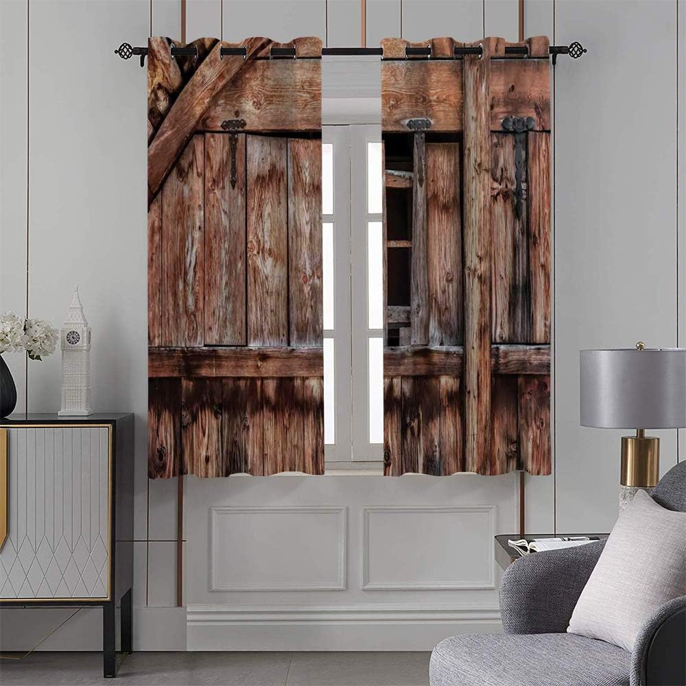 Grommet Blackout Grommet Window Curtain Oak Abandoned Barn Door Kitchen