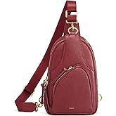 Kattee Sling Bag for Women, Leather Fanny Packs Crossbody Purse, Small Chest Bag with RFID Blocking, Red