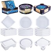 LET'S RESIN 18 Pcs Coaster Resin Molds Silicone, Coaster Molds | with Round Square Octagon Shape Holder Molds for Epoxy Resin, DIY Art Craft Cup Mats