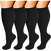 Double Couple Wide Calf Compression Socks Women 15-20mmHg Plus Size Circulation Support Socks for Nurse, Travel, Pregnancy