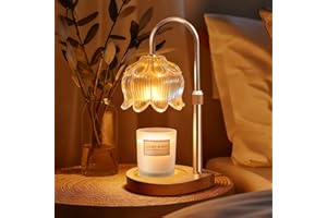 Gugsey Candle Warmer Lamp with Timer - Dimmable Flower Candle Warmer for Jar Candles, Height Adjustable Fragrance Wax Melter, Gifts for Girls, Women, Bedroom Home Decor (Amber)
