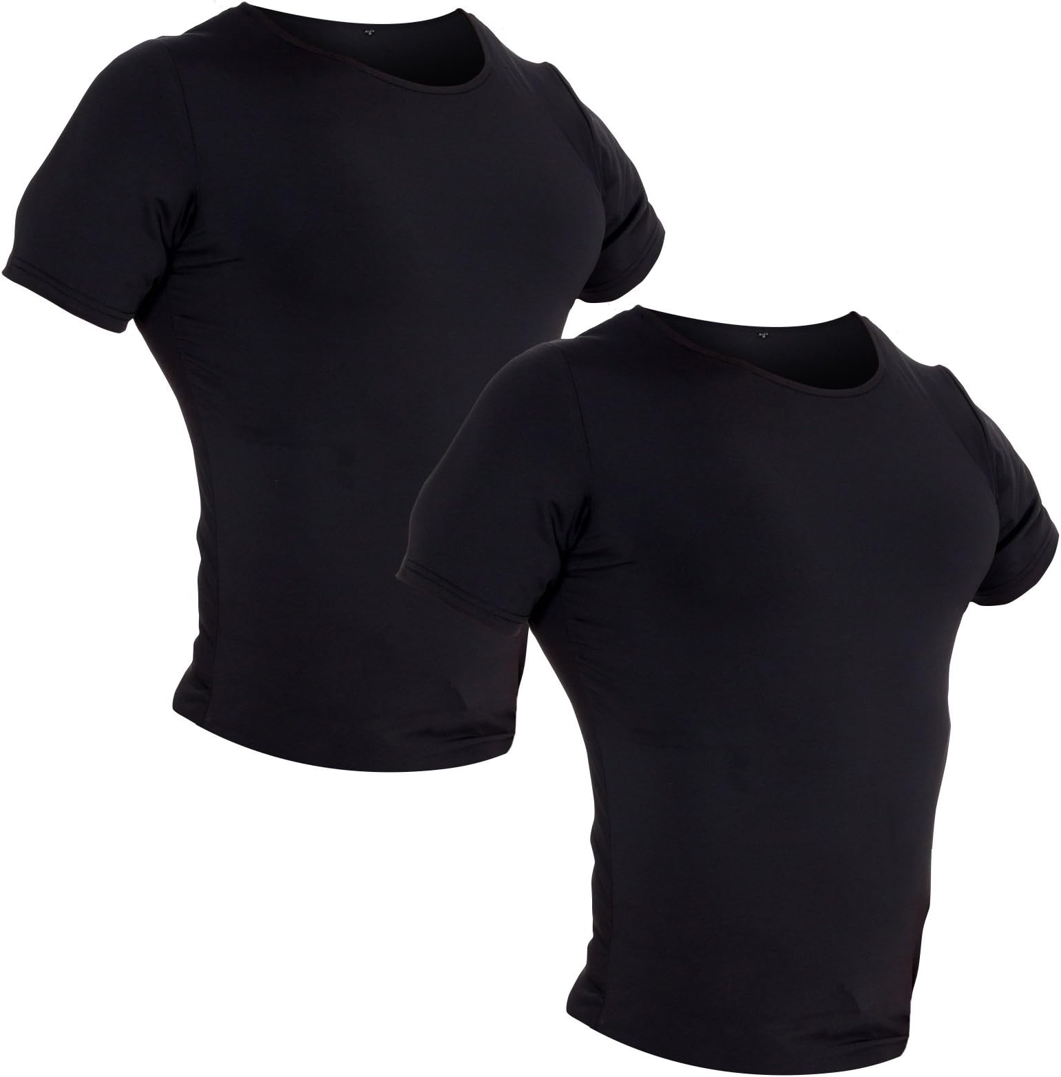 LISH Men's Light Compression Crew Neck Shirt - Slimming Tee (2 Pack)