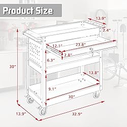 Pelnuies 3 Tray Rolling Tool Cart, 400 LBS Capacity