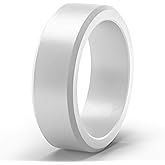 ThunderFit Silicone Rings for Men, Flat Top Angled Edge Rubber Wedding Bands 9.8mm Wide 2mm Thick - 1/4/7 Variety Multipack