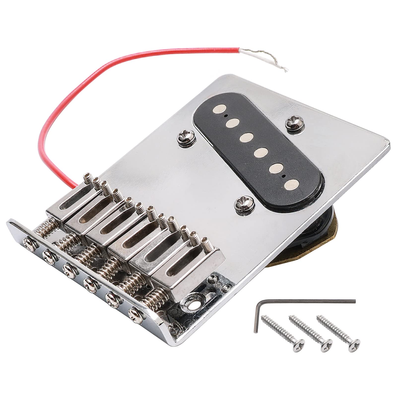 Pxyelec Chrome Electric Guitar Bridge with Pickup for Telecaster Guitar
