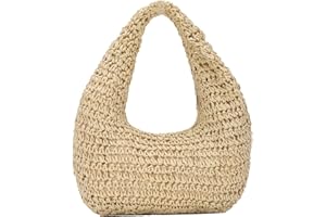 GOKTOW Crescent Straw Handbag for Women,Summer Raffia Beach Purse Tote Hobo Bag 2025