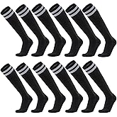 Ultrafun 6 Pairs Soccer Socks Color Stretchy Compression Knee High Tube Socks Football Athletic Socks for Men Women Teens