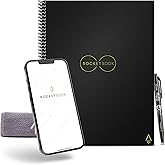 Rocketbook Core Reusable Spiral Notebook, Executive Size 6x8.8, Black - Dotted Pages, App-Connected, Erasable, Durable Cover,