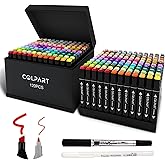 colpart 120 Colors Alcohol Markers Set Dual Tip Art Markers for Kids Marker Pens with Pen Holder and Case for Adult Painting Supplies Perfect for Painting, Coloring Book, Sketching and Drawing