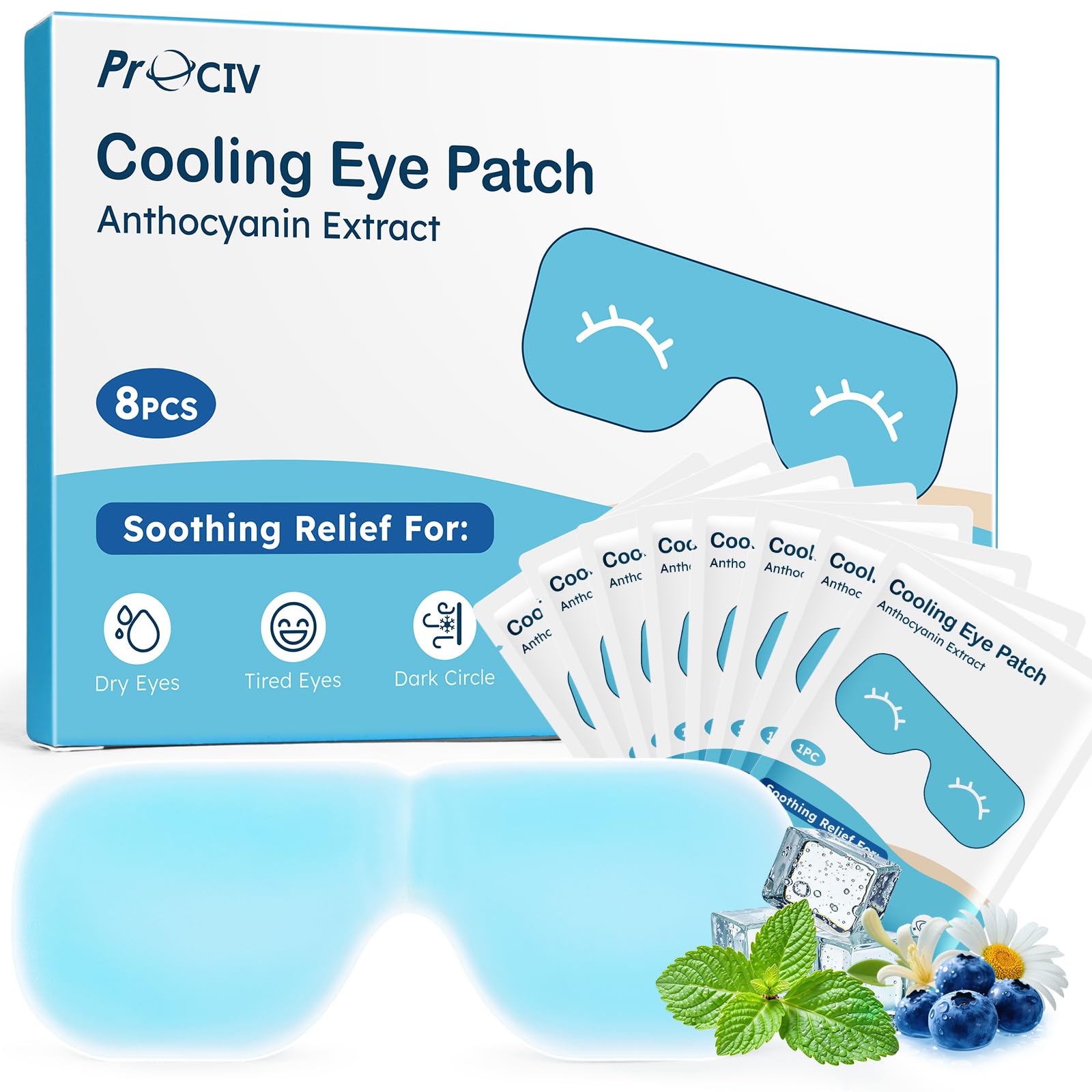 Photo 1 of 8 Packs Hydrogel Eye Mask Disposable Cold Therapy Sleep Mask Soothing Headache Relief Dry Eye, Stress Relief Eye Fatigue, Cooling Eye Masks Cool Masks for Puffy Eyes Travel Essentials