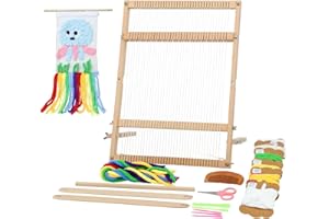 PARROVEL Weaving Loom Wooden Looms and 1 Set of Knitting Works Complete Yarn Kits with Detailed Step-by-Step Instructions, Parents and Children in The Holiday Experience Weaving Brings Fun Octopus Pattern