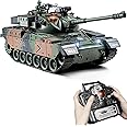 Supdex 1:18 RC Tank, 2.4Ghz US M60 Remote Control Tank Model Toys, 15 Channel Battle Military Toy with Smoke, Light Sound, Volume Switch, Army Toy for Adult and Kid That Shoots BBS and Water Bombs