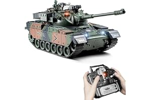 Supdex 1:18 RC Tank, 2.4Ghz US M60 Remote Control Tank Model Toys, 15 Channel Battle Military Toy with Smoke, Light Sound, Volume Switch, Army Toy for Adult and Kid