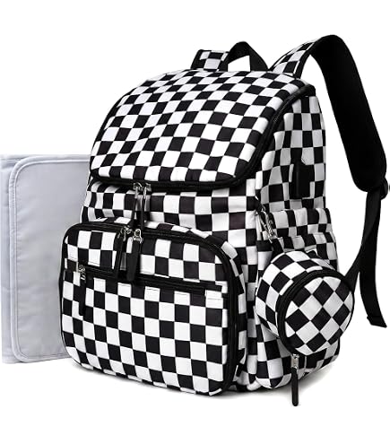Amazon.com: MCWTH Checkered Diaper Bag Backpack Set for Baby Girls