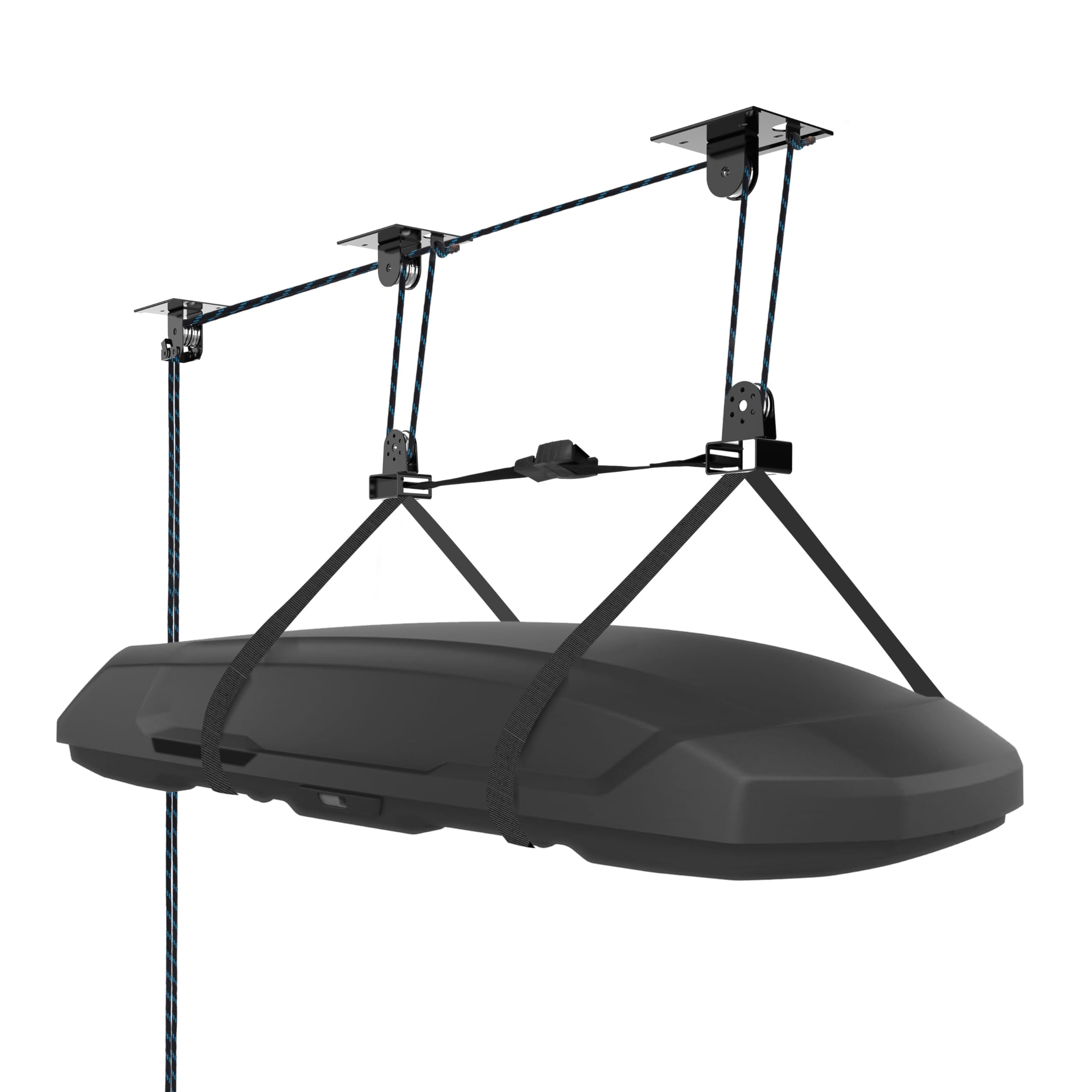 Photo 1 of Hikeen Ceiling Hoist for Cargo Box, Heavy Duty Garage Storage Lift Pulley System Holds Up to 150 lbs Capacity, Fits 10-14 Foot Tall Garage Ceilings