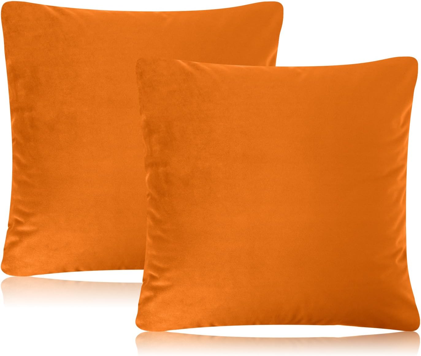 Yeiotsy Cushion Covers Bright, Set of 2 Cozy Solid Velvet Cushion Protectors Decorative Pillow Cases Soft Cushion Shells for Sofa Bed Car (Orange, 18 X 18 Inches)