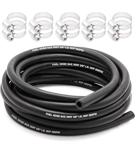 3/8" Fuel Hose Line Push Lock NBR Rubber 25FT SAE 30R7 300PSI With 10 Clamps For Small Engines - View #7