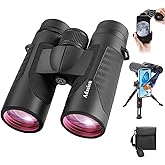 12x42 HD Binoculars for Adults High Powered with Phone Adapter and Tripod, Super Bright BAK4 Prism Waterproof Binoculars for Bird Watching Hunting Hiking Safari Travel Sports