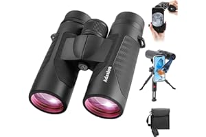 Adasion 12x42 HD Binoculars for Adults Long Range with Phone Adapter and Tripod, Super Bright High Power Lightweight Waterpro