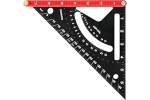 Upgrade Carpenrer Square Tool 7 inch: Hole Scribing Square Tool Reversible Fence & Dual-Scale Precision