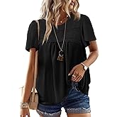 Falechay Womens Summer Tops Crewneck Short Sleeve Striped Shirts Casual Ribbed Blouses Flowy Hem Boho Clothing 2026