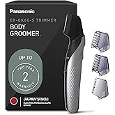 Panasonic Body Hair Trimmer for Men, Cordless Waterproof Design, V-Shaped Trimmer Head with 3 Comb Attachments for Gentle, Full Body Grooming, ER-GK60-S (Silver)