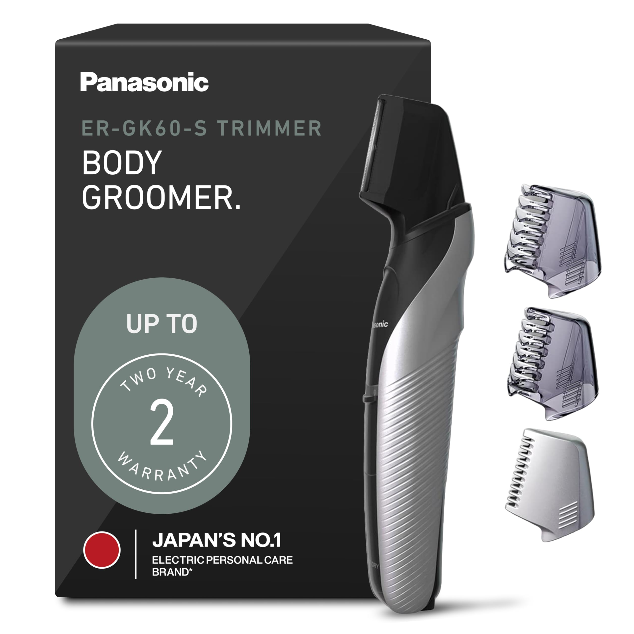 Photo 1 of Panasonic Electric Body Groomer and Trimmer for Men, Cordless Washable Wet Dry Groomer with 3 Comb Attachments, Black ER-GK60-S
