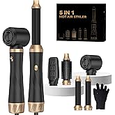 Hair Dryer Brush 5 in 1, Blow Dryer Brush Set with Air Curler Wrap Hair Styler, Negative Ionic Blow Dry Brush, Detachable Hair Tool for Curling, Volumizer,Straightener,Drying