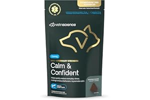 VETRISCIENCE Max Veterinary Strength Calm & Confident Chews - Stress Supplement for Pets - Supports Brain Function for Cats & Dogs - with Lemon Balm Extract, L-Theanine, Thiamine & More - 45 Count