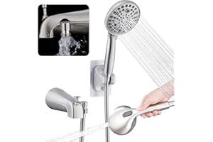 YASINU All Metal Bathtub Faucet with Sprayer 10 Settings, Tub Spout with Diverter Brushed Nickel