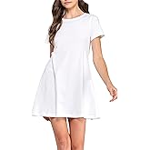 GREEN VOYAGE Women's GOTS Certified 100% Organic Cotton Solid Relaxed Fit Casual T Shirt Dress