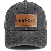 Gsspvii Grandpa Leather Patch Hat for Men, Funny Adjustable Cotton Grandfather Baseball Cap