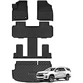 AUTOSAVER88 Floor Mats Fit for Chevy Traverse 2018-2023 & 2024 Traverse Limited with 2nd Row Bucket Seats 7 Seats, Custom Fit All Weather Floor Liners 3 Row & Cargo Liner Mats Set Accessories, Black