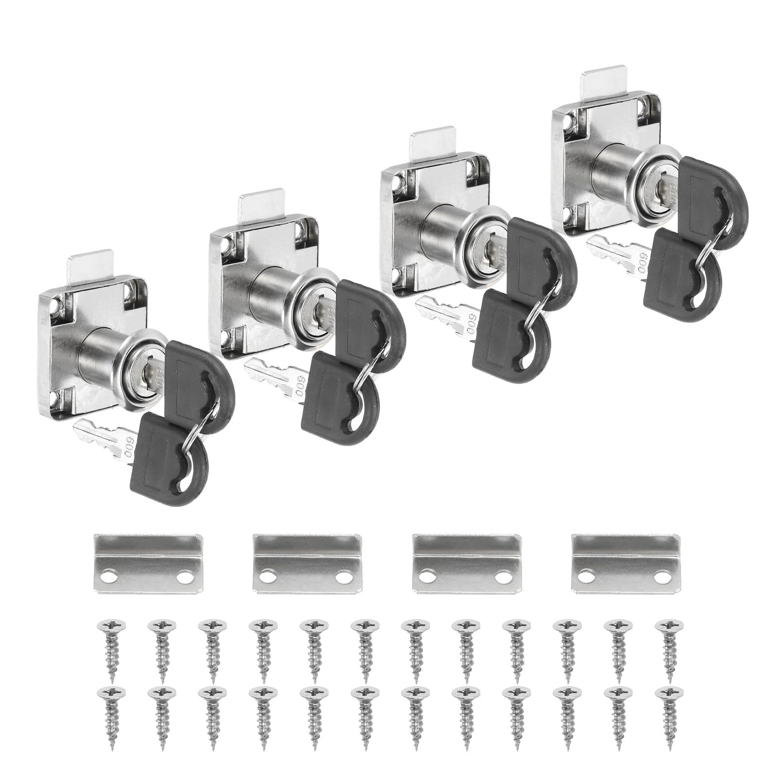 PATIKIL Drawer Lock 4Pcs Desktop Lock 7/8" (22mm) Cylinder Length 5/8" (16 mm) Alloy Steel Mailbox Locks Keys Alike Silver