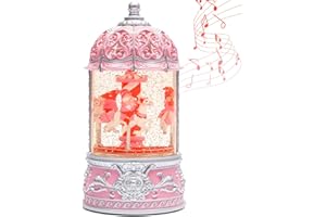 PESTILITE Carousel Snow Globe, Lighted Valentine's Day Snow Globes Lantern 6H Timer, USB/Battery Operated, Vintage Valentine Gifts for Valentine's Day Decorations, Wedding Party