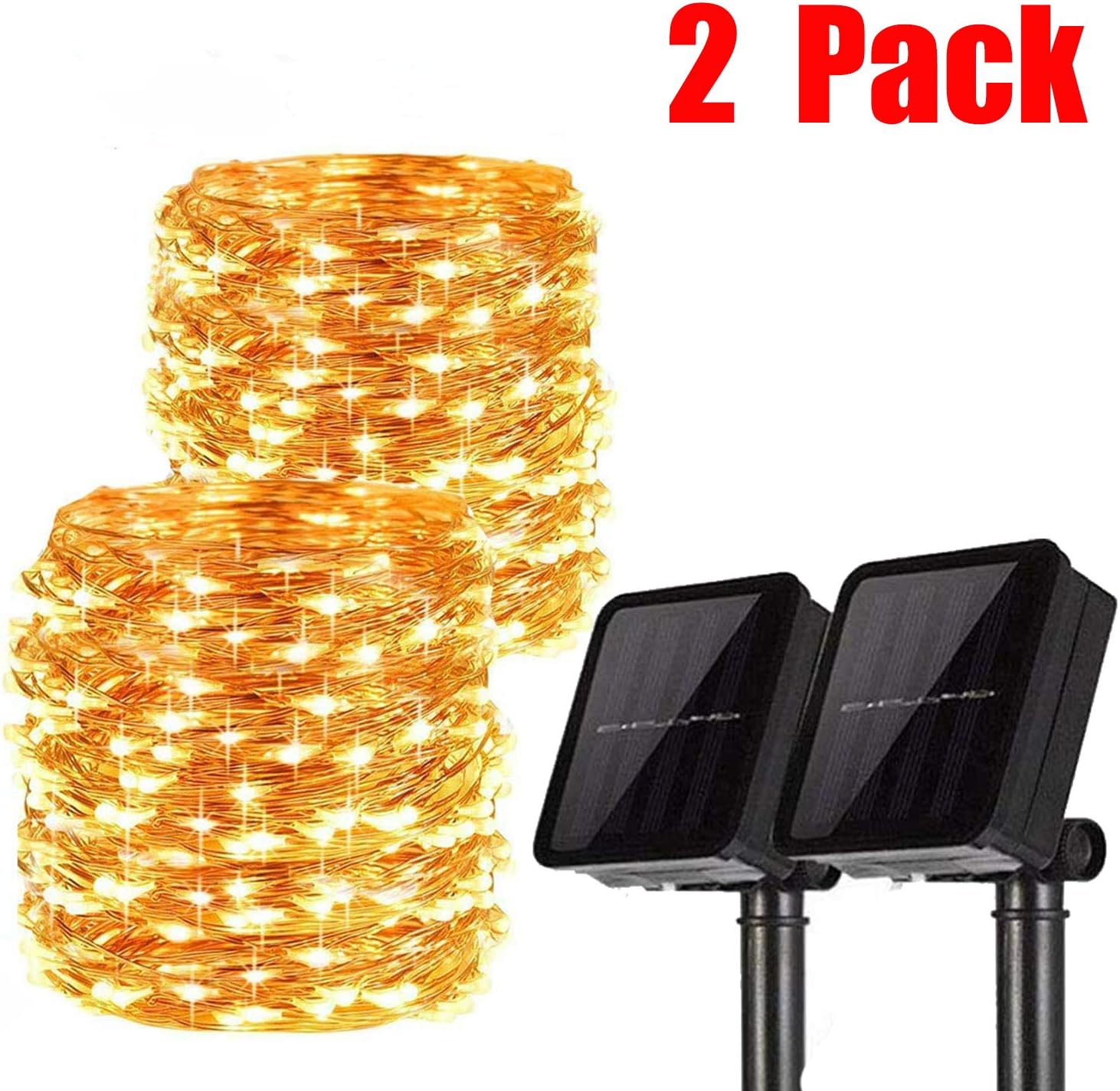 AMODA 2 unidades de luces solares para exteriores, 72 pies
