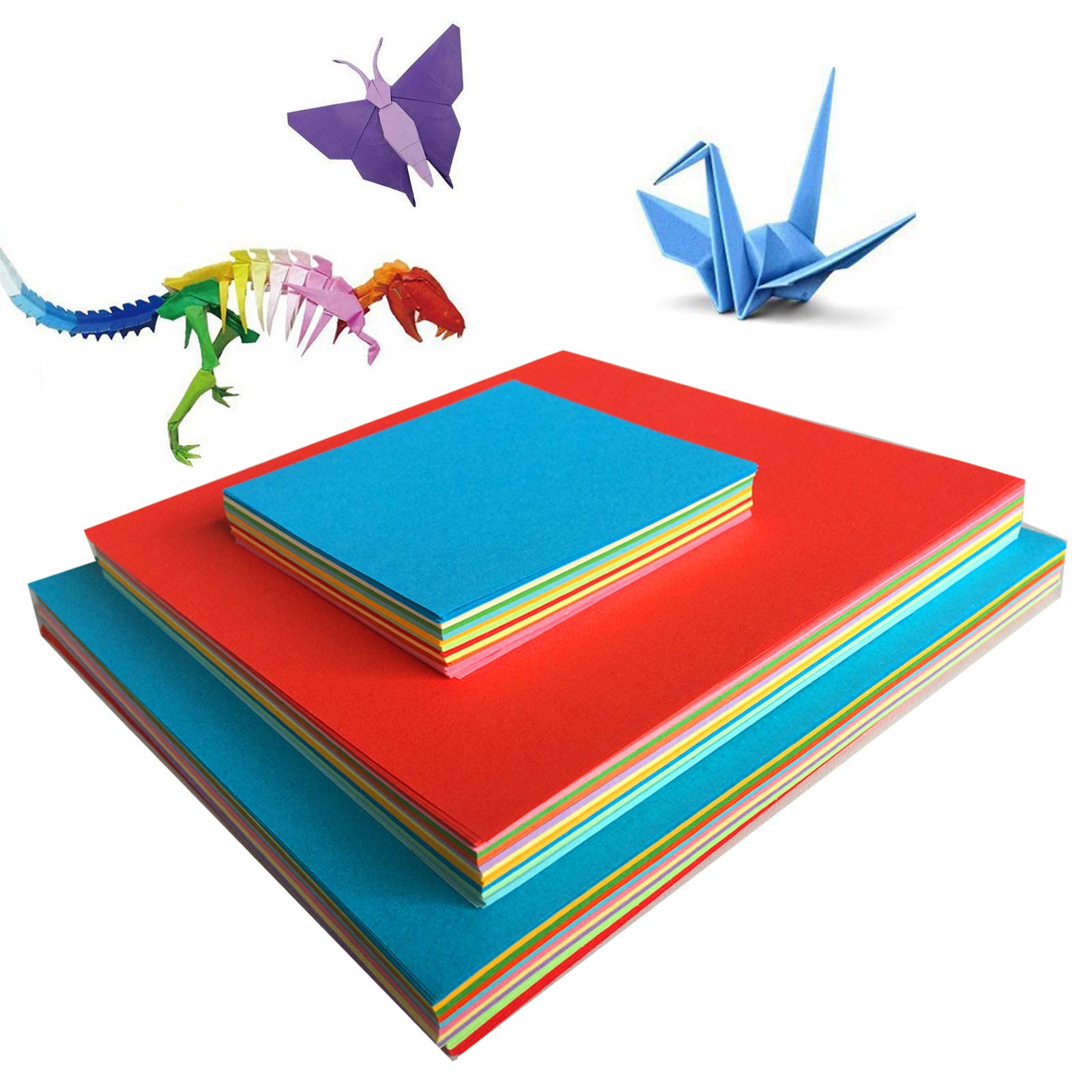 Amison Origami Paper Set 600 Sheets 3 Sizes 10 Bright Colors Double Sided Square Multicolor, Ideal for Crafts Art Education Decorative Use