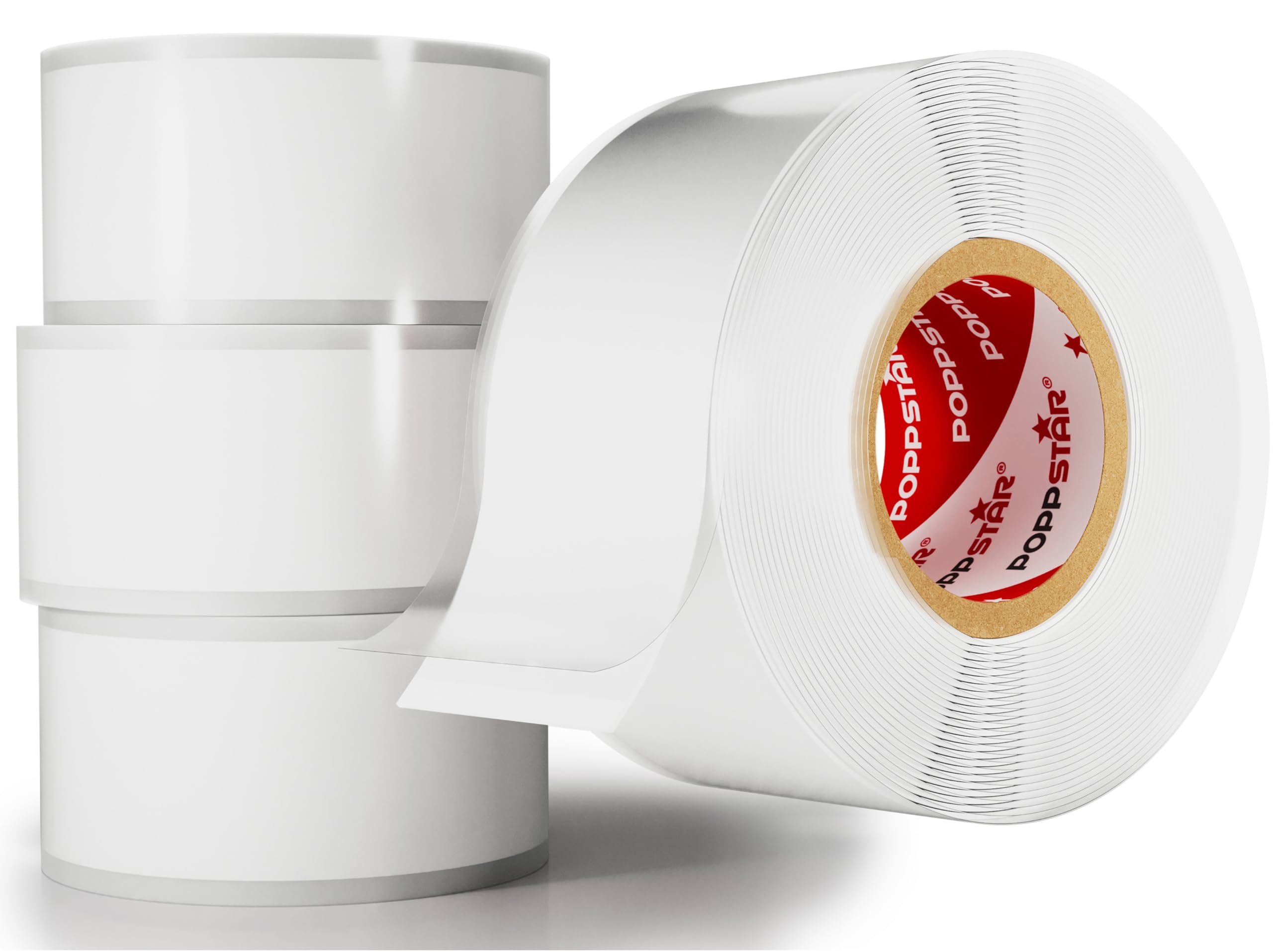 POPPSTAR Self-Fusing Silicone Band, Silicone Tape, 3m x 25mm, Sealing & Insulating Strip (water-tight, air-tight), white, 4 Rolls