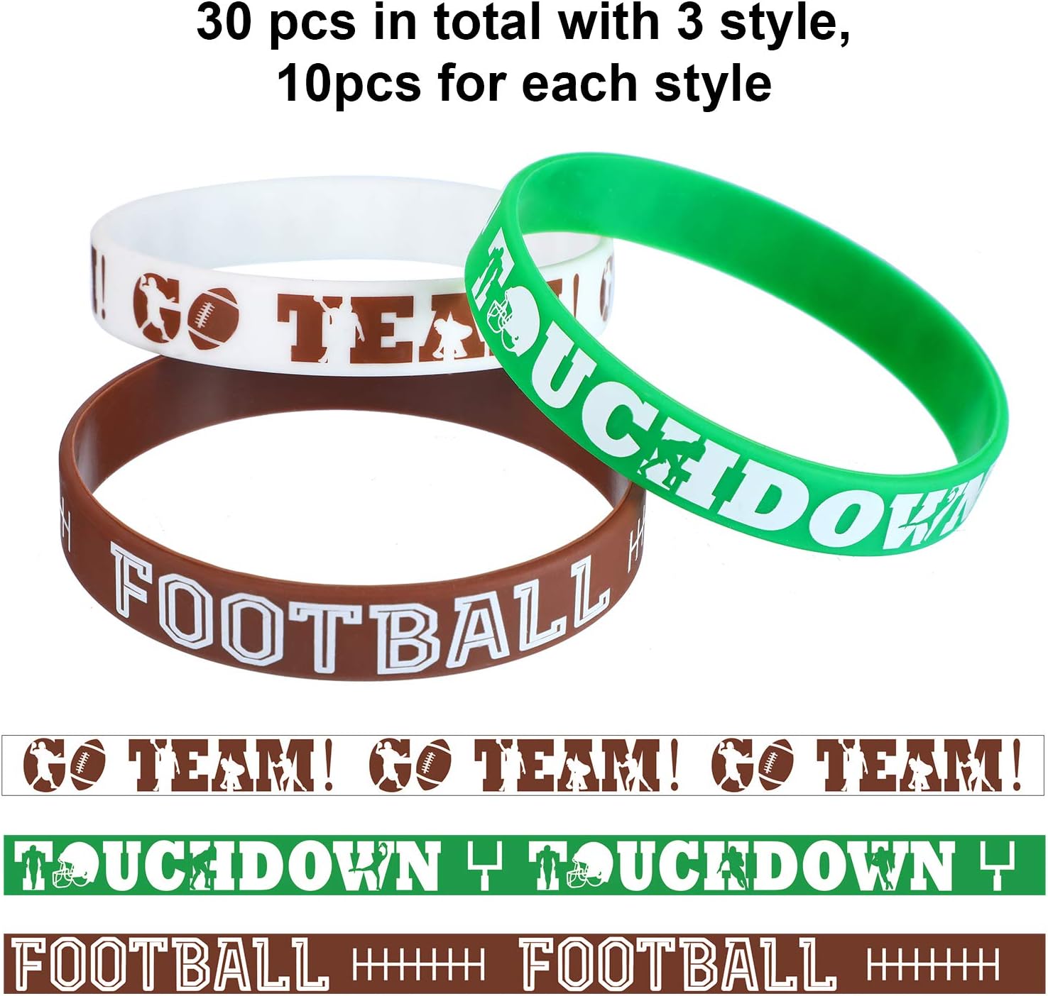 30 Pieces Football Party Silicone Bracelets - Image 4