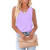 AISEW Womens Sleeveless V Neck Tank Tops Summer Camisole Blouses Casual Basic Tank Shirt
