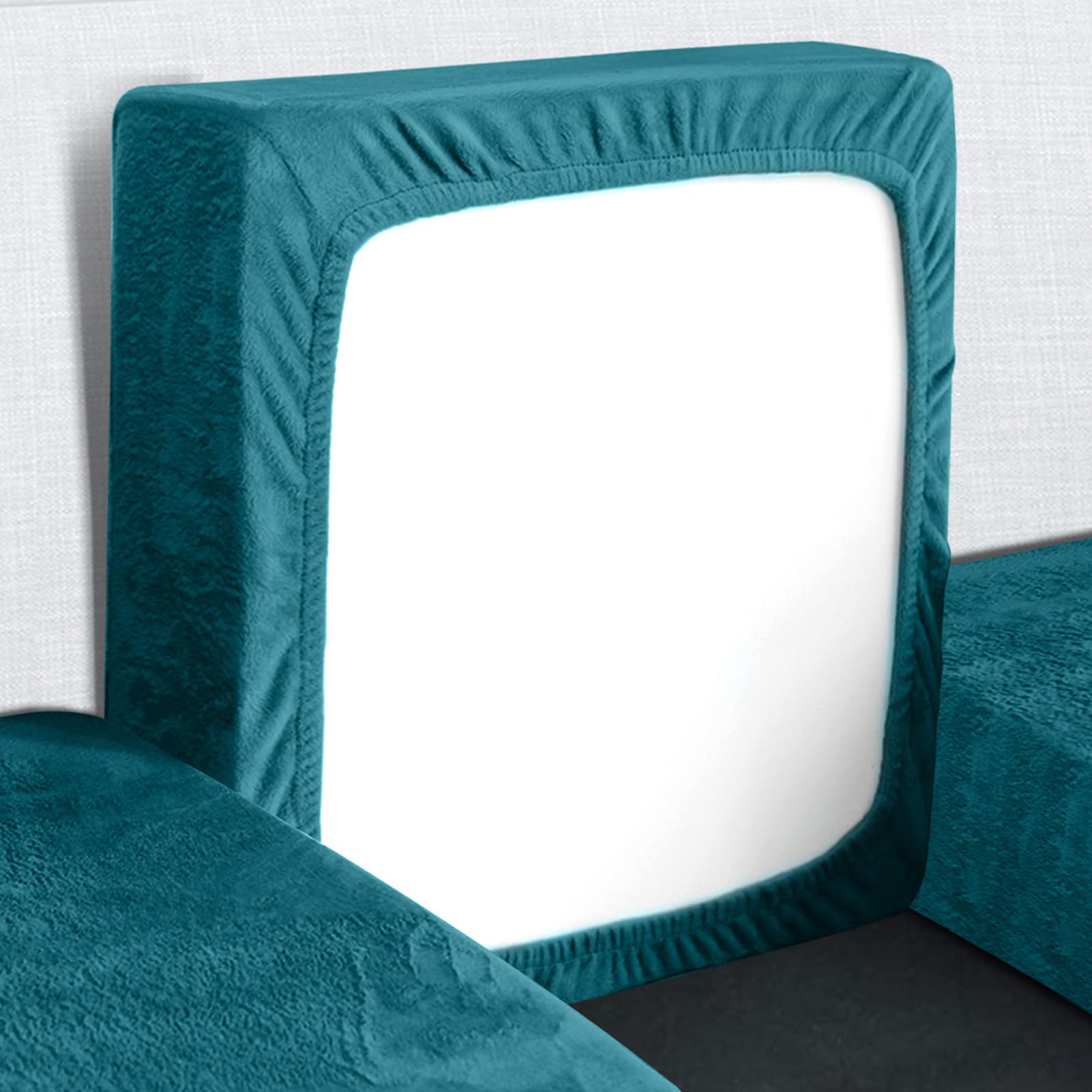 Yeahmart Sofa Seat Cushion Cover, Sofa Cushion Slipcovers Stretch Velvet, Couch Cushion Covers Replacement for Individual Cushions with Elastic Bottom (Green, 2 Seater)