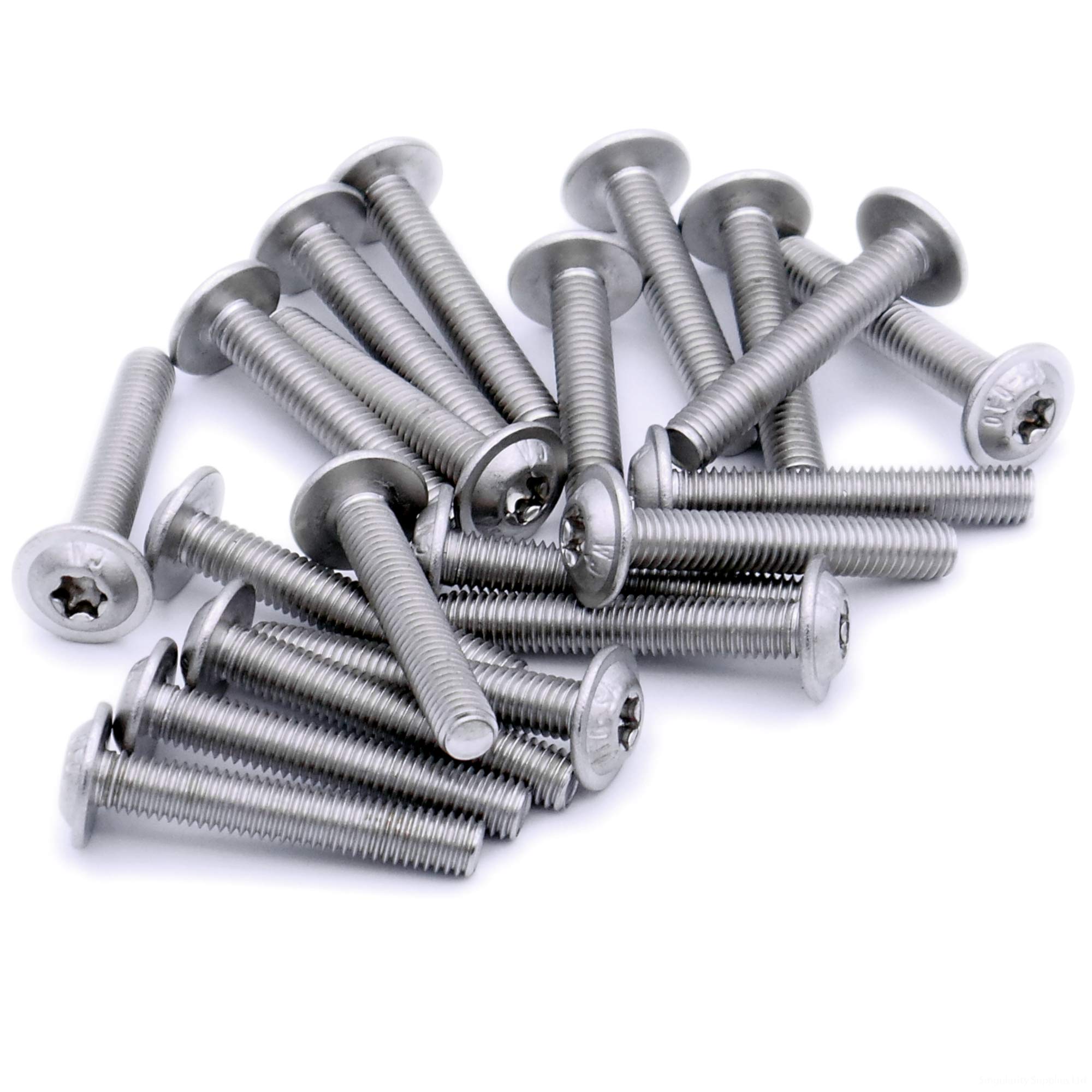 M6 (6mm x 12mm) Flanged TX Socket Button Machine Screw (Bolt) - Stainless Steel (A2) (Pack of 20)