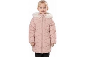 SOLOCOTE Girls Winter Coats Hooded Sherpa Lined Lightweight Jacket Thick Warm Puffy Waterproof Windproof Cotton Shiny Jackets